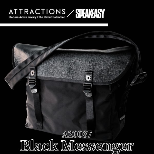画像1: ATTRACTIONS アトラクションズ x SPEAKEASY スピークイージー A20037 Black Messenger ブラックメッセンジャー ショルダーバッグ 斜めがけバッグ メンズ 大容量 コラボレーション (1)