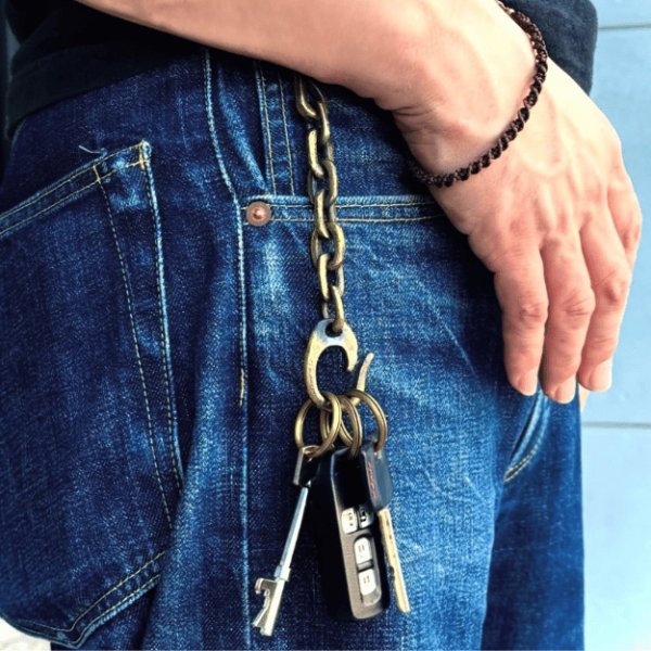 画像7: 池之端銀革店 Haru H-1008B ブラス キーチェーン サンドキャスト アズキチェーン サンドキャスト ブラスキーチェーン サンドキャスト(砂型)鋳造製品 Haru ウォレットシリーズ 日本製 (7)