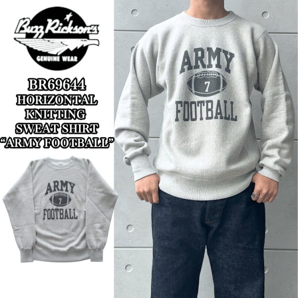 画像1: BUZZ RICKSON'S バズリクソンズ BR69644 HORIZONTAL KNITTING SWEAT SHIRT “ARMY FOOTBALL” ホリゾンタル・ニッティング スウェットシャツ スウェット ARMY フットボール ミリタリー (1)