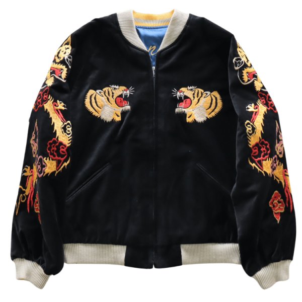 画像6: TAILOR TOYO テーラー東洋 TT15840-119 Mid 1950s Style Velveteen Souvenir Jacket “GOLD DRAGON & GOLD TIGER” × “JAPAN MAP” 別珍スーベニアジャケット 別珍 スカジャン 虎 日本地図リバーシブル 2トーン サテン生地 スーベニアジャケット 刺繍 (6)