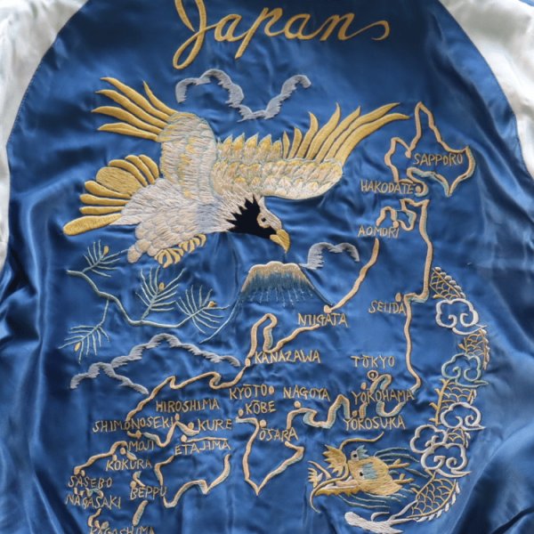 画像19: TAILOR TOYO テーラー東洋 TT15840-119 Mid 1950s Style Velveteen Souvenir Jacket “GOLD DRAGON & GOLD TIGER” × “JAPAN MAP” 別珍スーベニアジャケット 別珍 スカジャン 虎 日本地図リバーシブル 2トーン サテン生地 スーベニアジャケット 刺繍 (19)