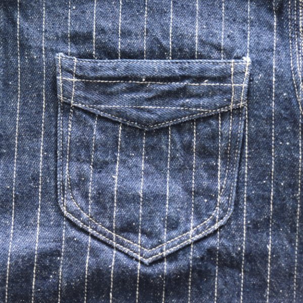 画像10: DELUXEWARE デラックスウエア 7630A DENIM NEL SHIRT デニムネルシャツ ネルシャツ デニムストライプネル デニムヘビーネル (10)