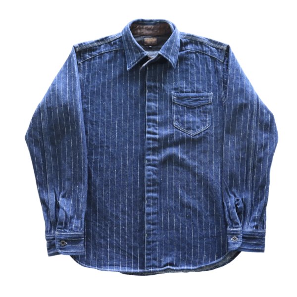画像4: DELUXEWARE デラックスウエア 7630A DENIM NEL SHIRT デニムネルシャツ ネルシャツ デニムストライプネル デニムヘビーネル (4)