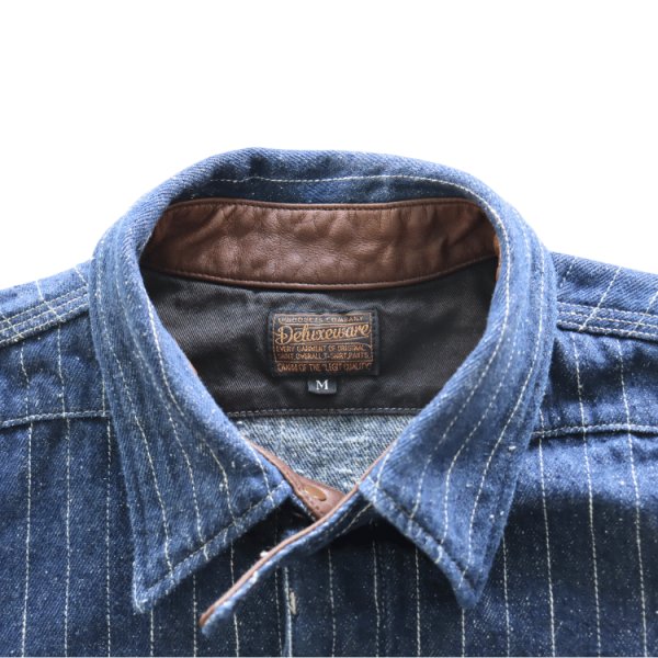 画像6: DELUXEWARE デラックスウエア 7630A DENIM NEL SHIRT デニムネルシャツ ネルシャツ デニムストライプネル デニムヘビーネル (6)
