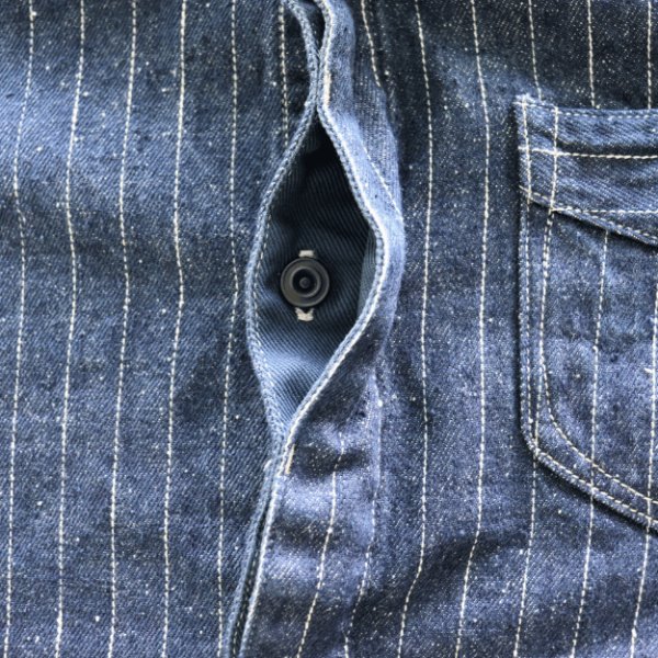 画像14: DELUXEWARE デラックスウエア 7630A DENIM NEL SHIRT デニムネルシャツ ネルシャツ デニムストライプネル デニムヘビーネル (14)