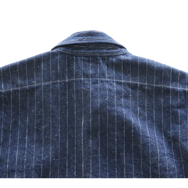 画像19: DELUXEWARE デラックスウエア 7630A DENIM NEL SHIRT デニムネルシャツ ネルシャツ デニムストライプネル デニムヘビーネル (19)