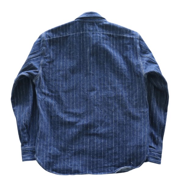 画像18: DELUXEWARE デラックスウエア 7630A DENIM NEL SHIRT デニムネルシャツ ネルシャツ デニムストライプネル デニムヘビーネル (18)