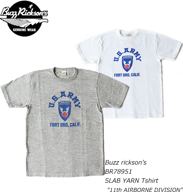BUZZ RICKSON'S バズリクソンズBR78951 SLAB YARN TSHIRT BUZZ RICKSON バズリクソンズ U.S ARMY 両面プリントTシャツ
