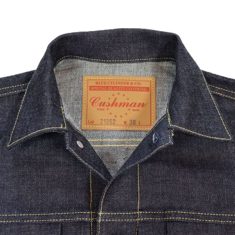CUSHMAN クッシュマン 21352 13.5oz デニム 2ndモデル ジャケット リジット ノンウォッシュ サンフォライズ加工 防縮加工  切り替え サイドパネル付き セカンドGジャン デニムジャケット - TOP